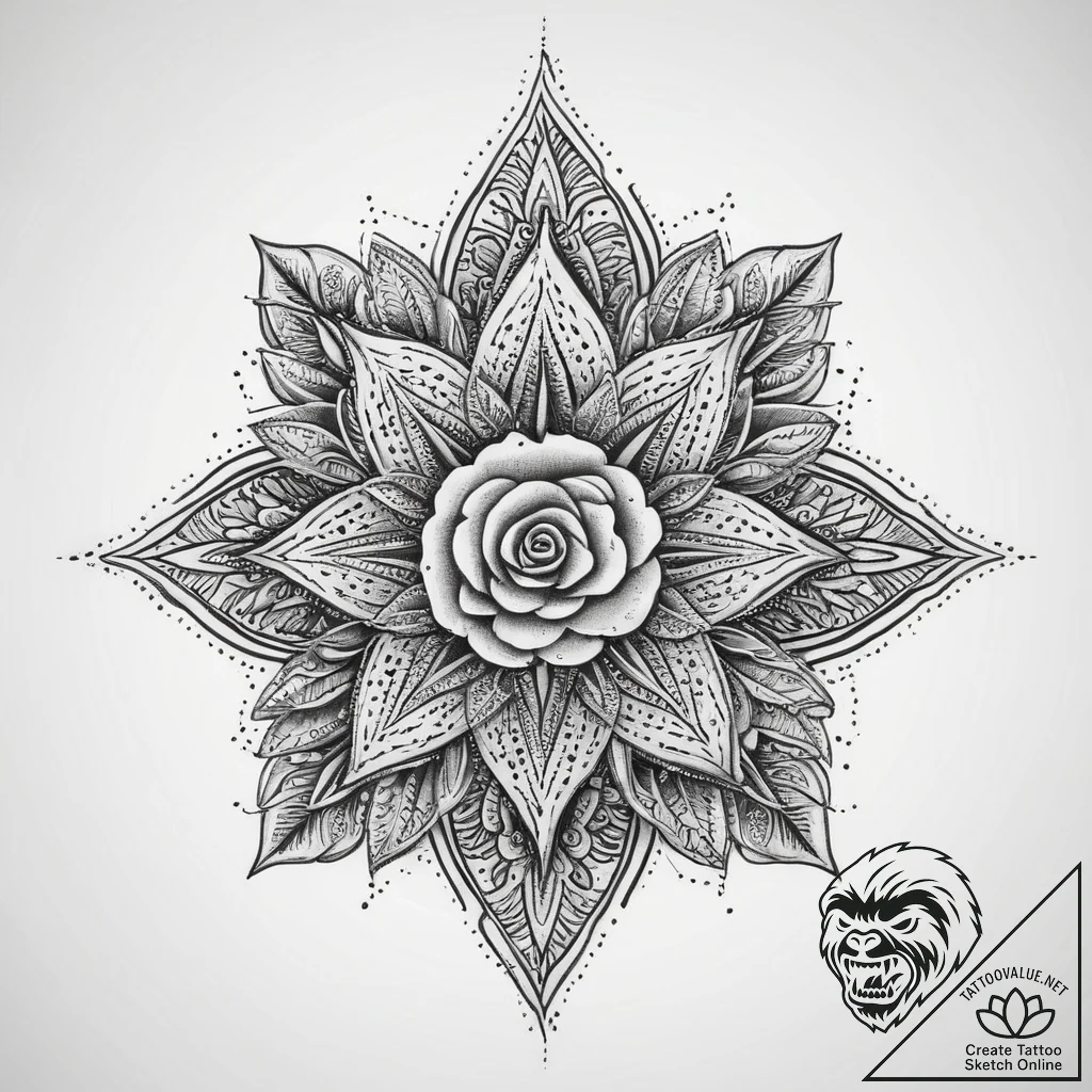 Tattoo sketch alatyr (eight-pointed star) wit... - tattoo sketch (№1760060687_0, 10.10.2025 01:44) — tattoovalue.net