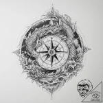 Tattoo sketch compass, ink illustration for t… – tattoo sketch (№1760061552_0, 10.10.2025 01:59) — tattoovalue.net