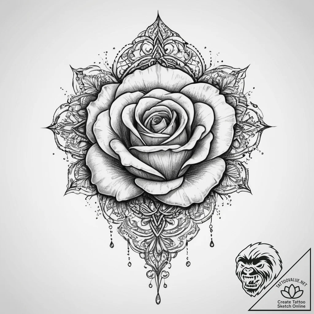 Tattoo sketch gothic роза, ink illustration f... - tattoo sketch (№1760062844_0, 10.10.2025 02:20) — tattoovalue.net