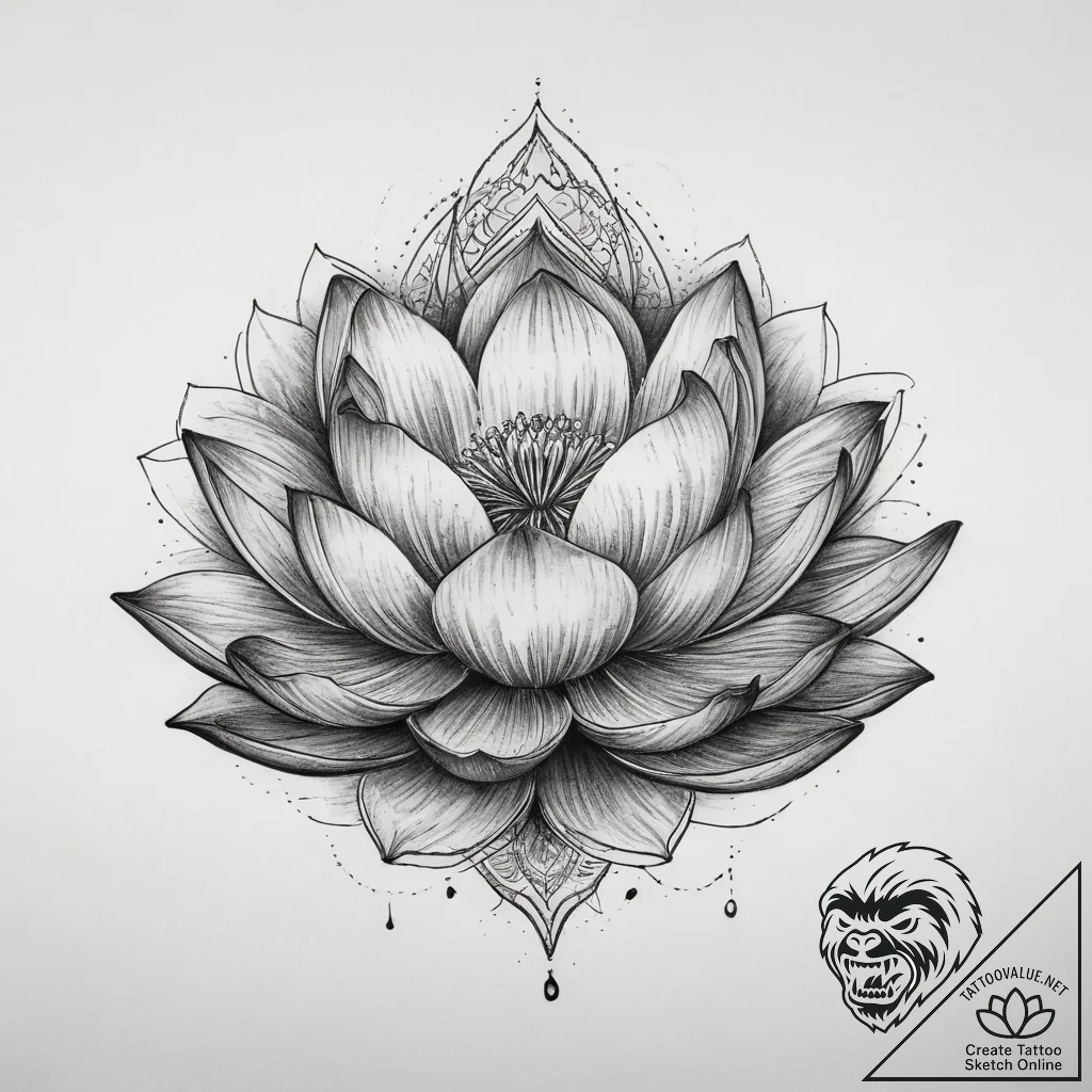 Tattoo sketch lotus flower with magical aura,... - tattoo sketch (№1760063487_0, 10.10.2025 02:31) — tattoovalue.net