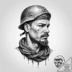 Tattoo sketch soldier with a knot – tattoo sketch (№1760063701_0, 10.10.2025 02:35) — tattoovalue.net