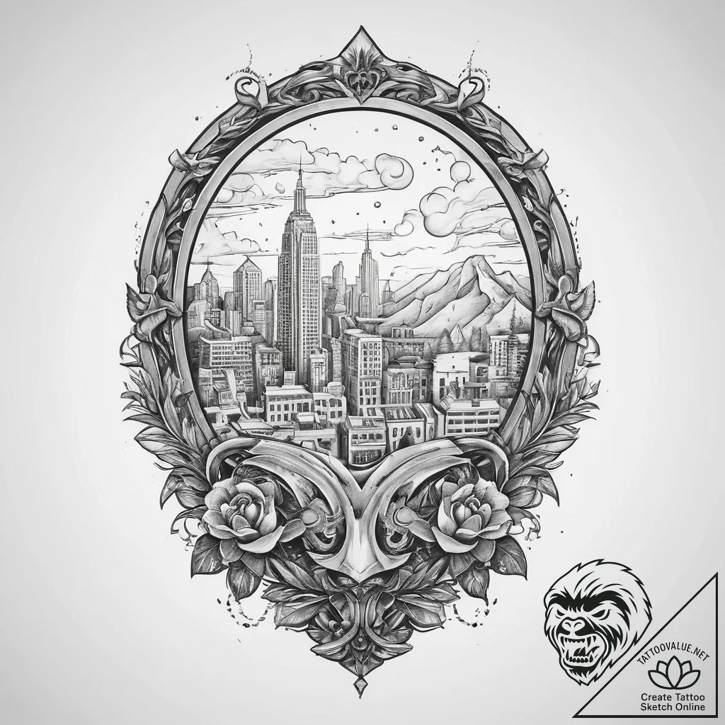 Tattoo sketch window with a view, concept art... - tattoo sketch (№1760064132_0, 10.10.2025 02:42) — tattoovalue.net