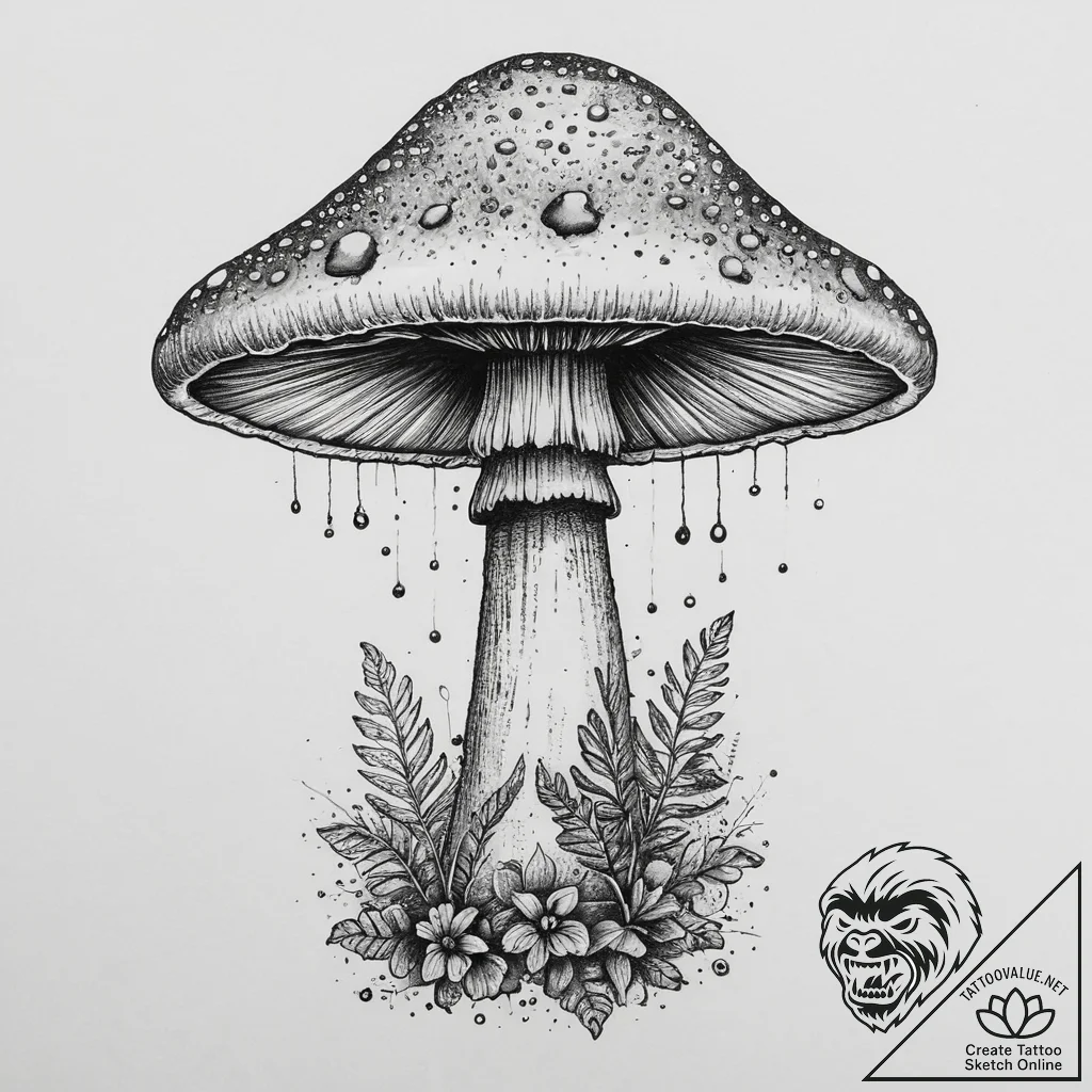 Tattoo sketch hippie mushroom with colors, ta... - tattoo sketch (№1760065647_0, 10.10.2025 03:07) — tattoovalue.net