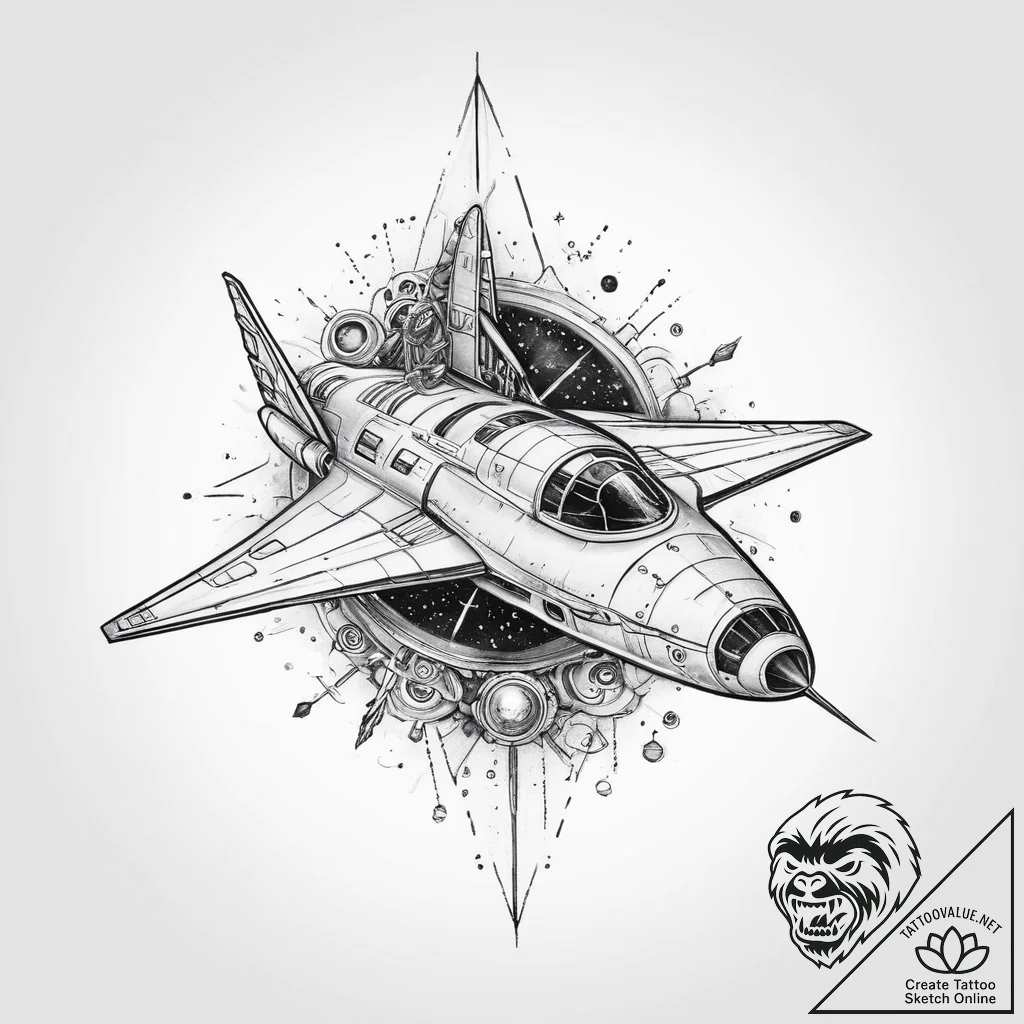Tattoo sketch space ship - tattoo sketch (№1760065862_0, 10.10.2025 03:11) — tattoovalue.net