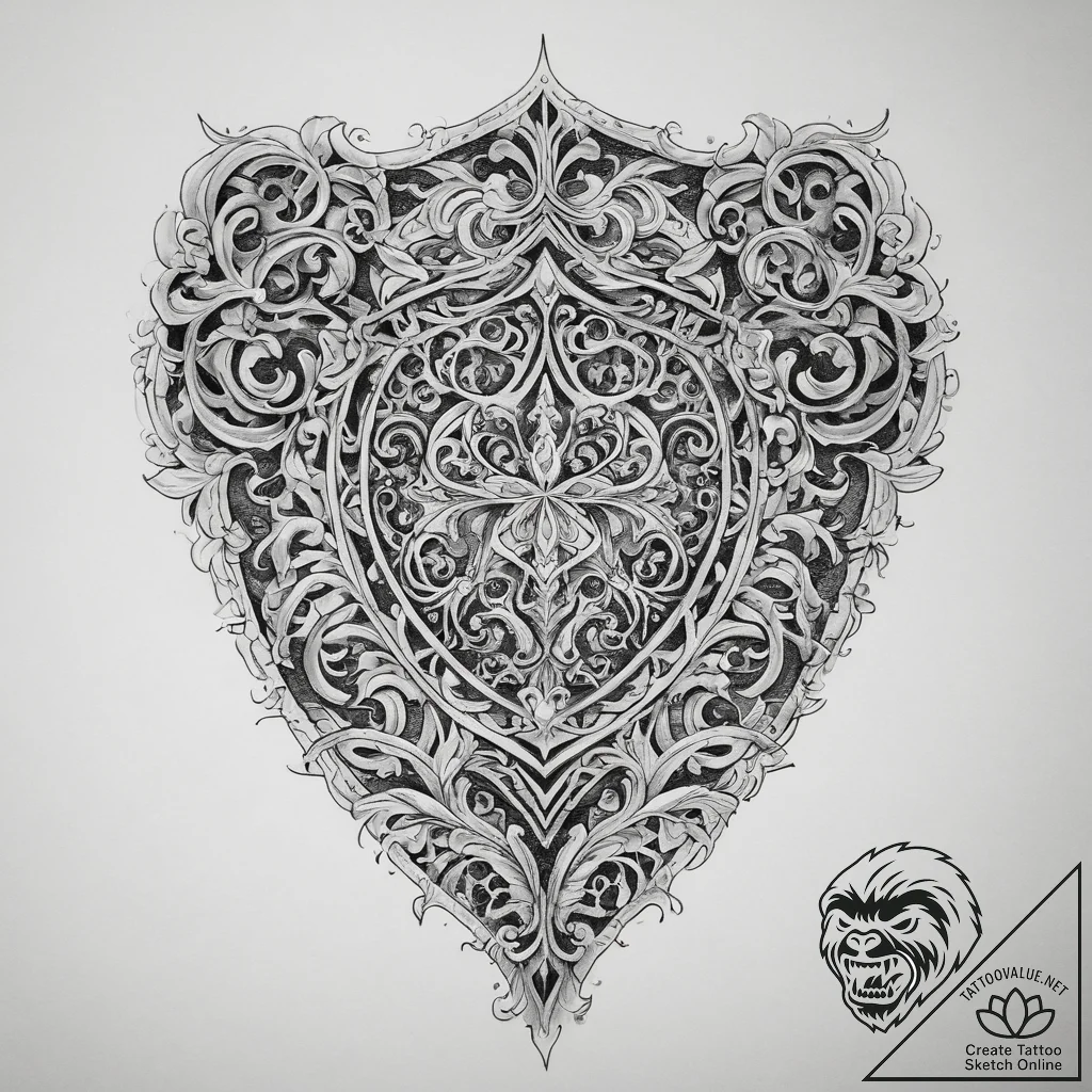 Tattoo sketch shield, tattoo line art, black... - tattoo sketch (№1760068666_0, 10.10.2025 03:57) — tattoovalue.net