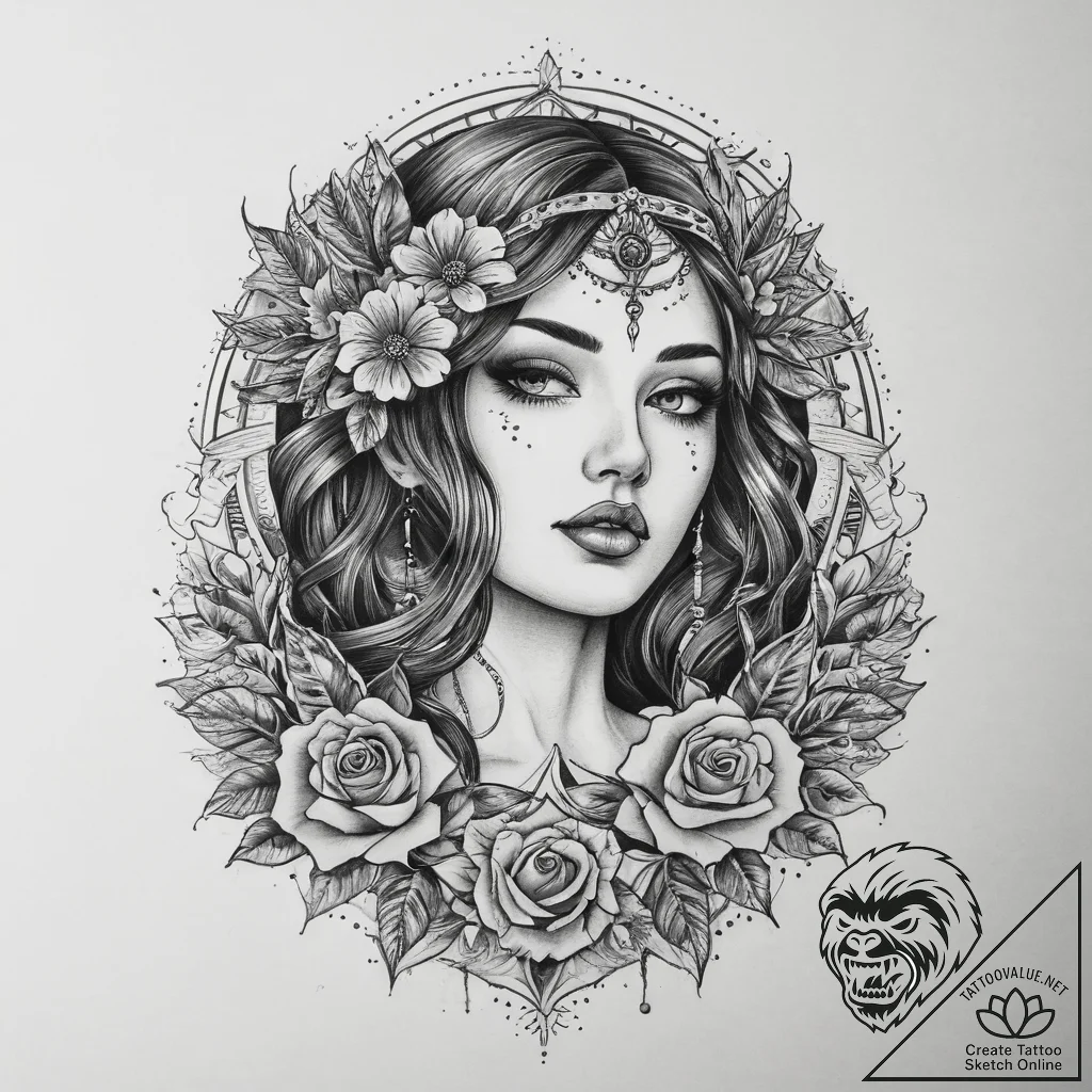 Tattoo sketch blessed scene, artistic tattoo... - tattoo sketch (№1760068882_0, 10.10.2025 04:01) — tattoovalue.net