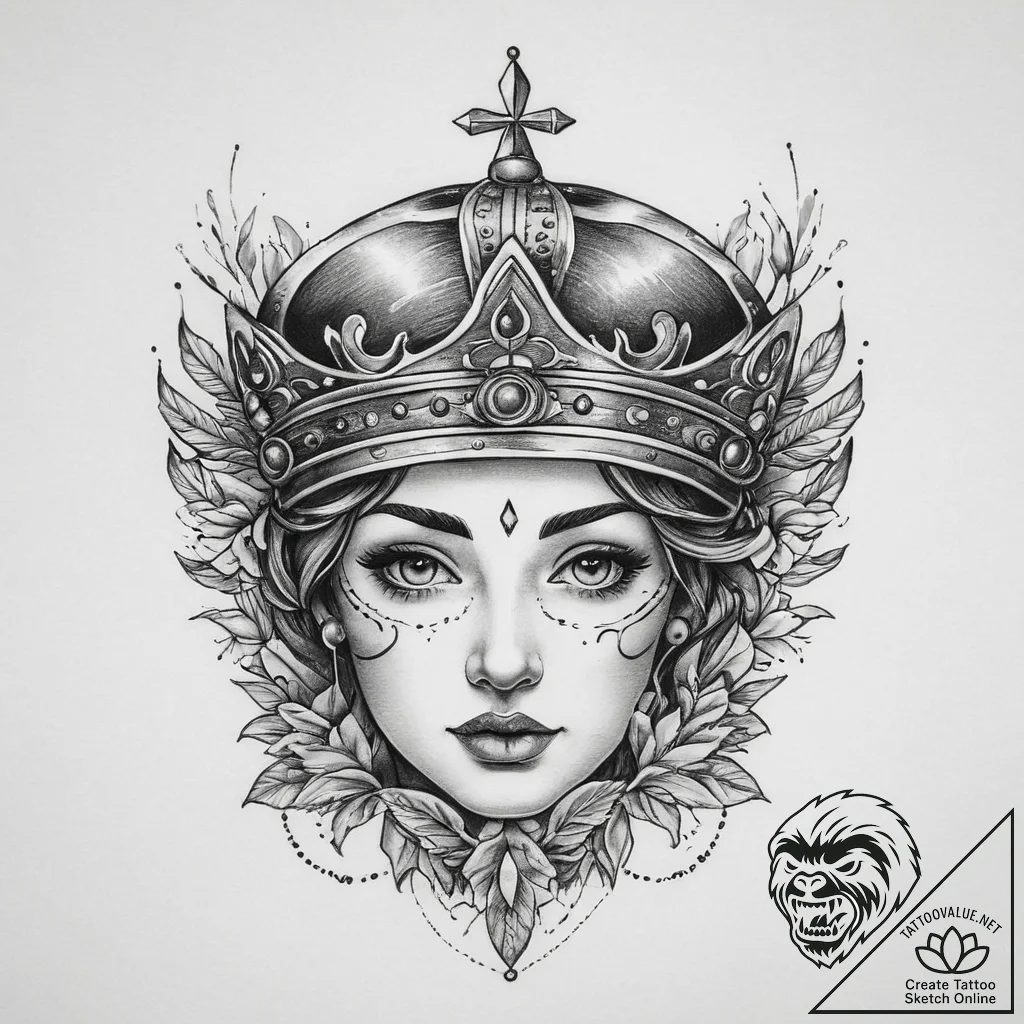 Tattoo sketch crown, concept art for tattoo,... - tattoo sketch (№1760069530_0, 10.10.2025 04:12) — tattoovalue.net