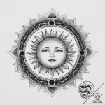 Tattoo sketch узор в виде солнечного затмения… – tattoo sketch (№1760072986_0, 10.10.2025 05:09) — tattoovalue.net