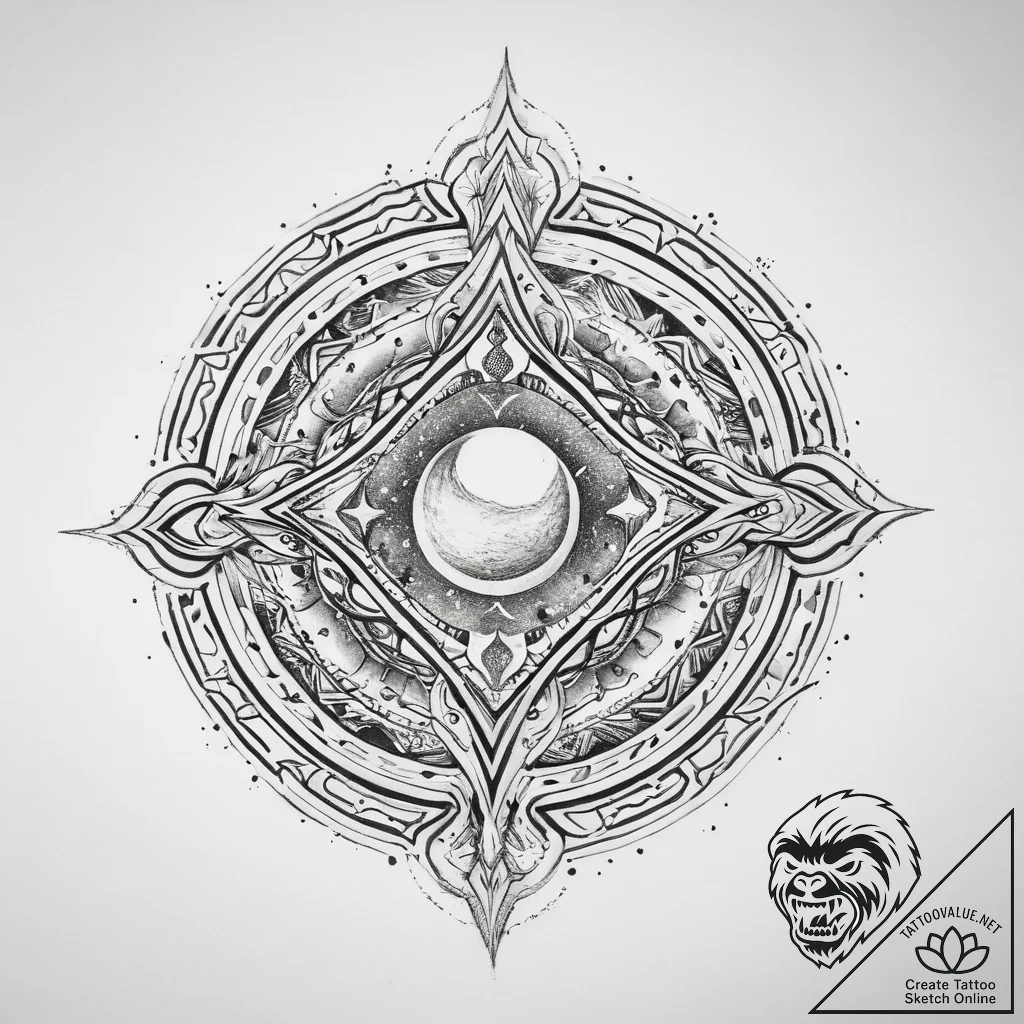 Tattoo sketch cosmic identity - tattoo sketch (№1760073203_0, 10.10.2025 05:13) — tattoovalue.net