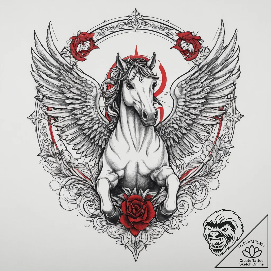 Tattoo sketch pegasus tattoo, tattoo line art... - tattoo sketch (№1760074014_0, 10.10.2025 05:26) — tattoovalue.net