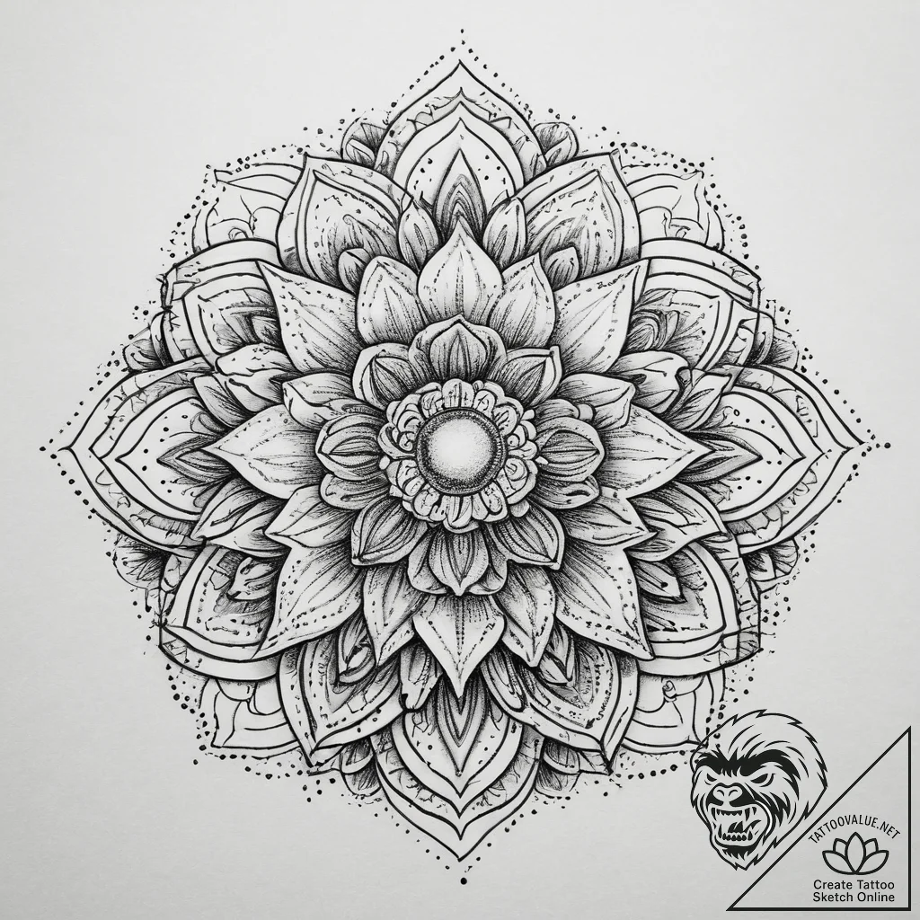 Tattoo sketch anemone, tattoo line art, on a... - tattoo sketch (№1760074446_0, 10.10.2025 05:34) — tattoovalue.net
