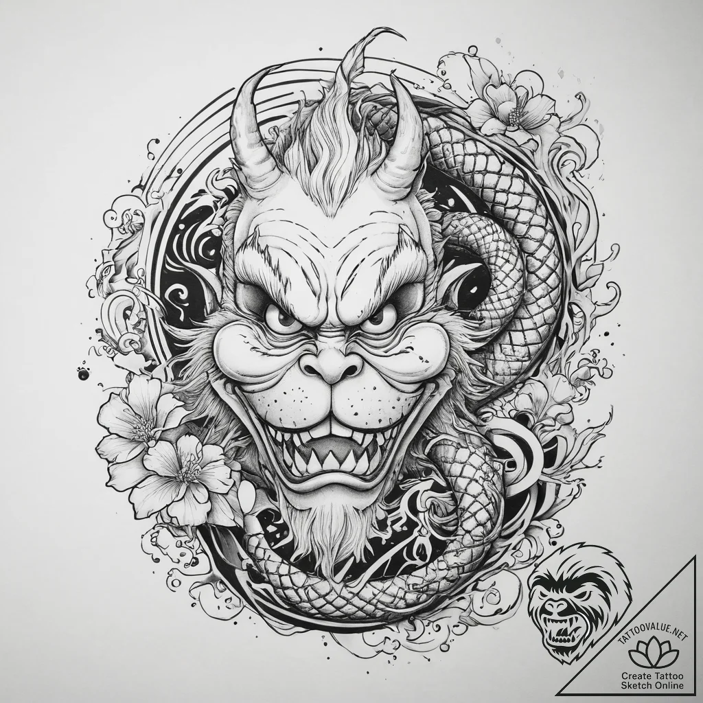 Tattoo sketch the grinch with a tail, tattoo... - tattoo sketch (№1760075096_0, 10.10.2025 05:44) — tattoovalue.net
