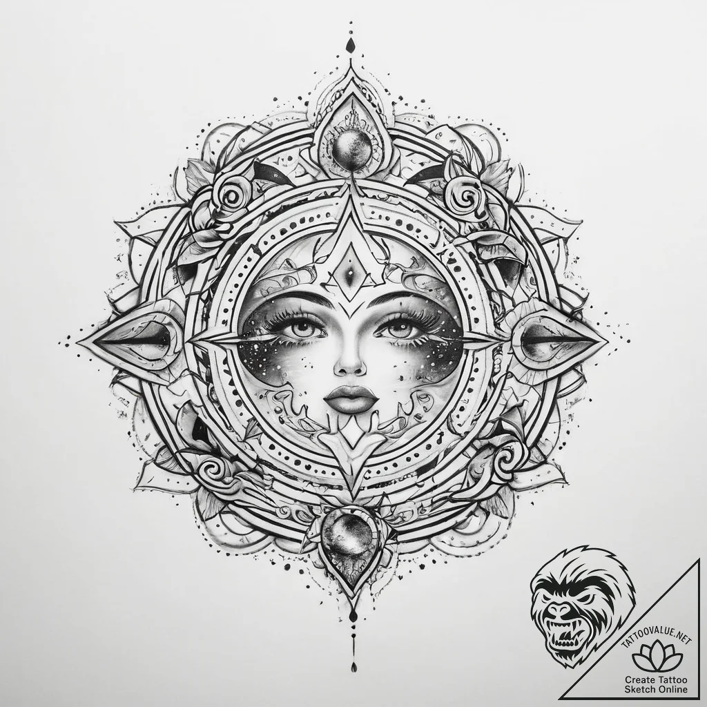 Tattoo sketch cosmic life - tattoo sketch (№1760075312_0, 10.10.2025 05:48) — tattoovalue.net