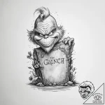 Tattoo sketch the grinch with a tombstone – tattoo sketch (№1760075742_0, 10.10.2025 05:55) — tattoovalue.net