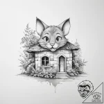 Tattoo sketch tom and jerry with a house – tattoo sketch (№1760077465_0, 10.10.2025 06:24) — tattoovalue.net