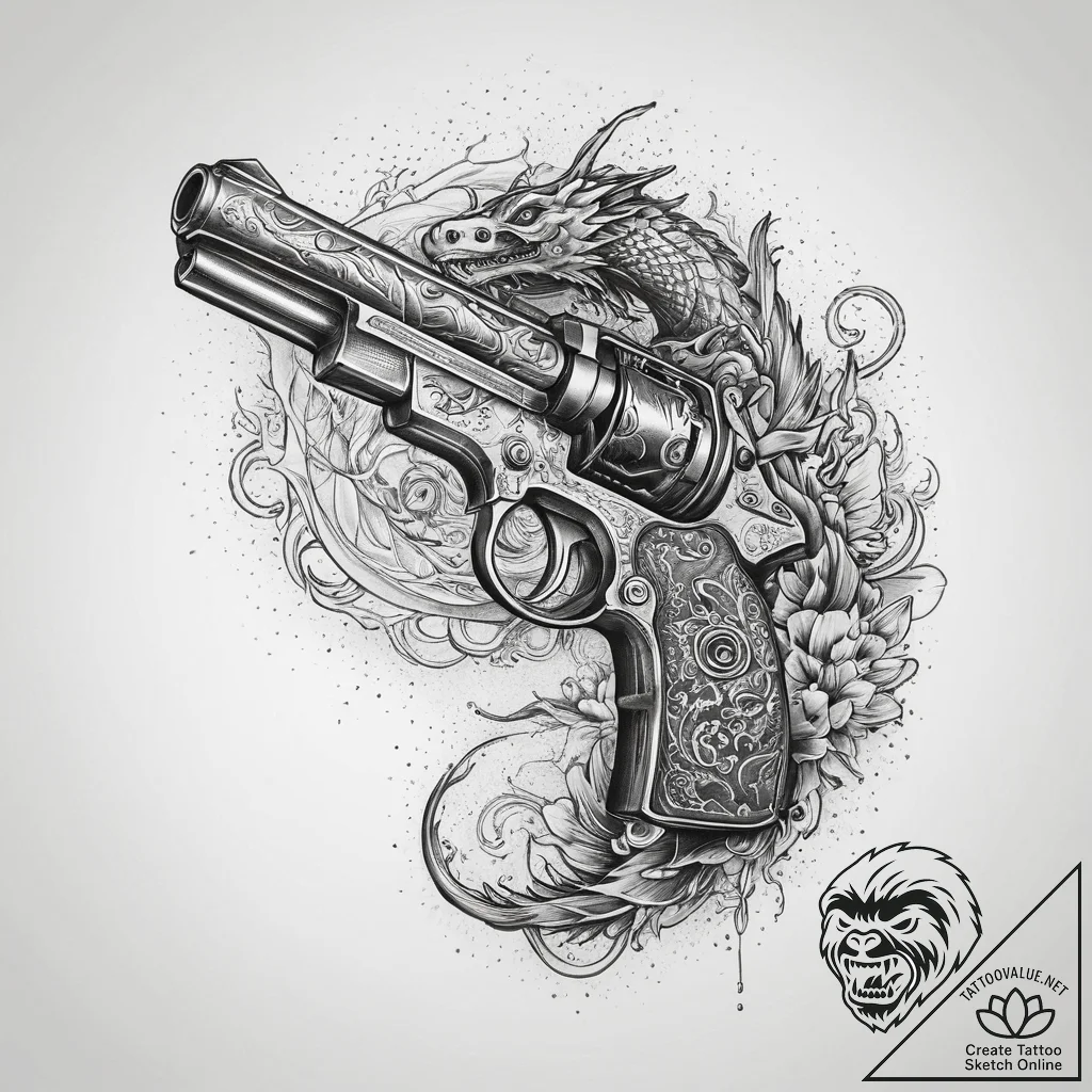 Tattoo sketch blade runner deckard's gun, art... - tattoo sketch (№1760077897_0, 10.10.2025 06:31) — tattoovalue.net