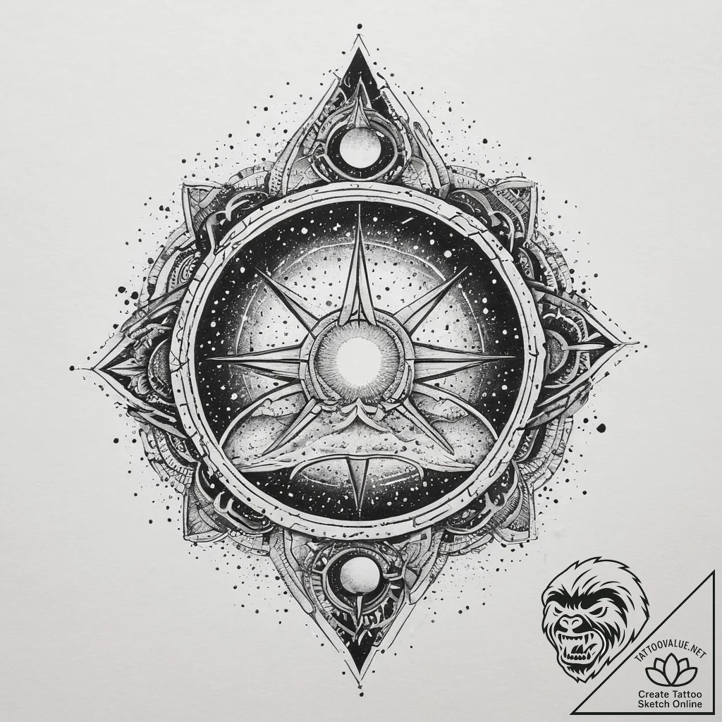 Tattoo sketch cosmic space, artistic tattoo s... - tattoo sketch (№1760078762_0, 10.10.2025 06:46) — tattoovalue.net
