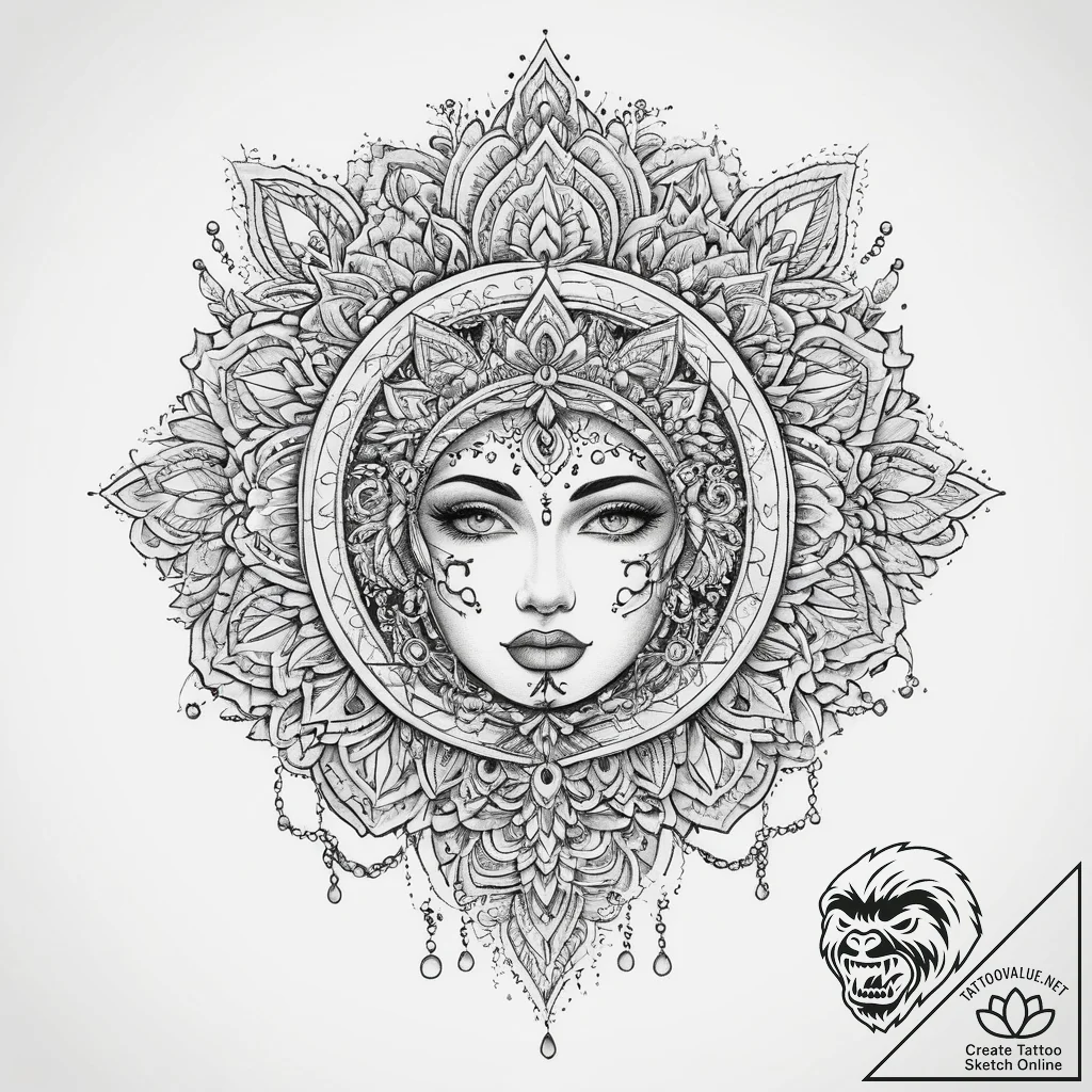 Tattoo sketch slavic embroidery pattern with... - tattoo sketch (№1760078979_0, 10.10.2025 06:49) — tattoovalue.net