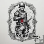 Tattoo sketch soldier with a book, tattoo lin… – tattoo sketch (№1760080506_0, 10.10.2025 07:15) — tattoovalue.net