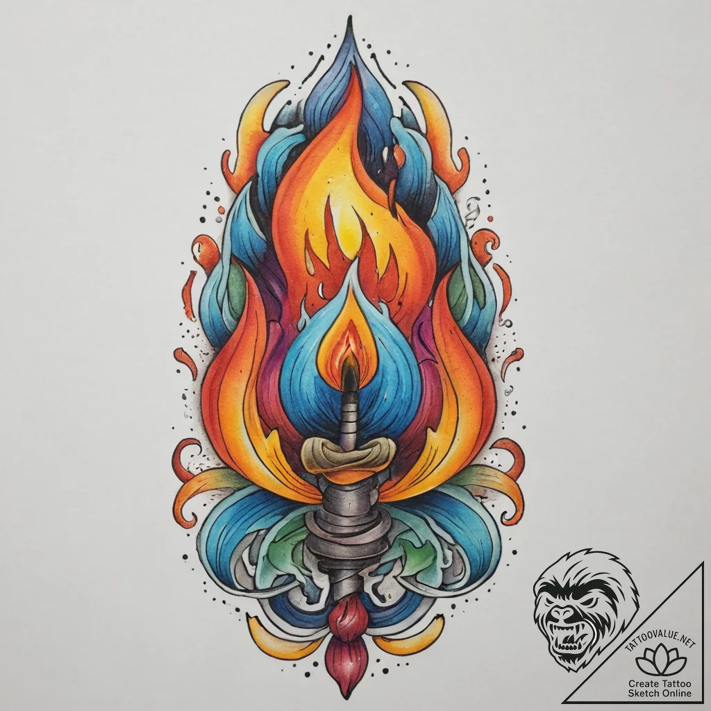 Tattoo sketch flame, tattoo flash sheet desig... - tattoo sketch (№1760080724_0, 10.10.2025 07:18) — tattoovalue.net