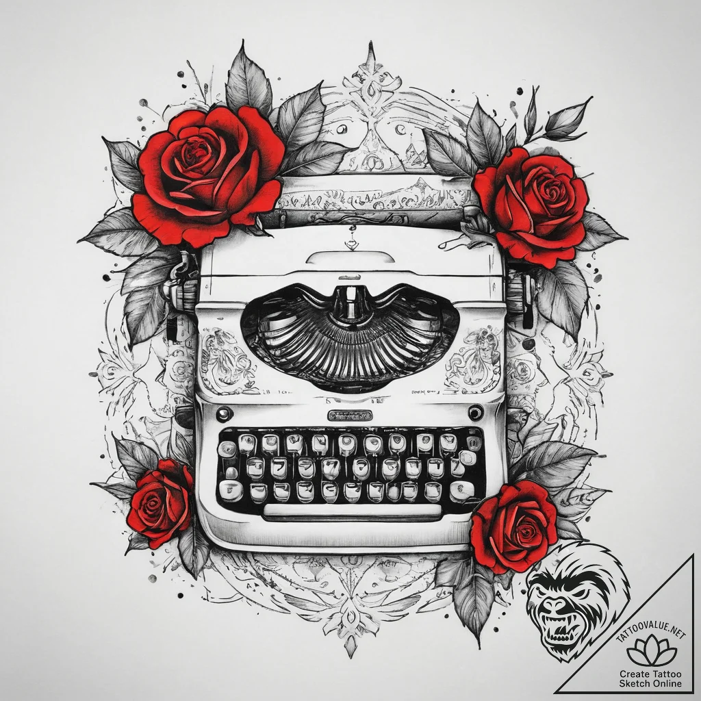 Tattoo sketch the shining typewriter, tattoo... - tattoo sketch (№1760081155_0, 10.10.2025 07:25) — tattoovalue.net