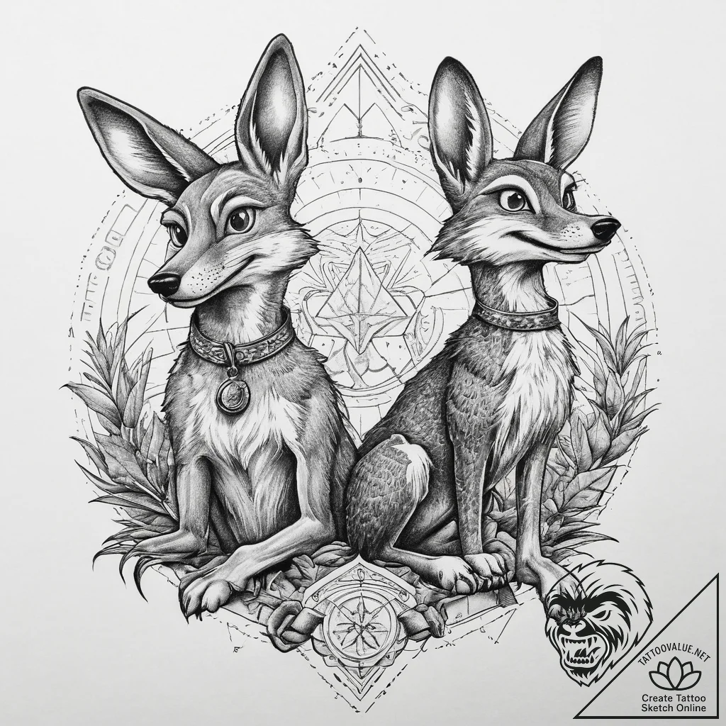 Tattoo sketch wile e. coyote and the road run... - tattoo sketch (№1760081588_0, 10.10.2025 07:33) — tattoovalue.net