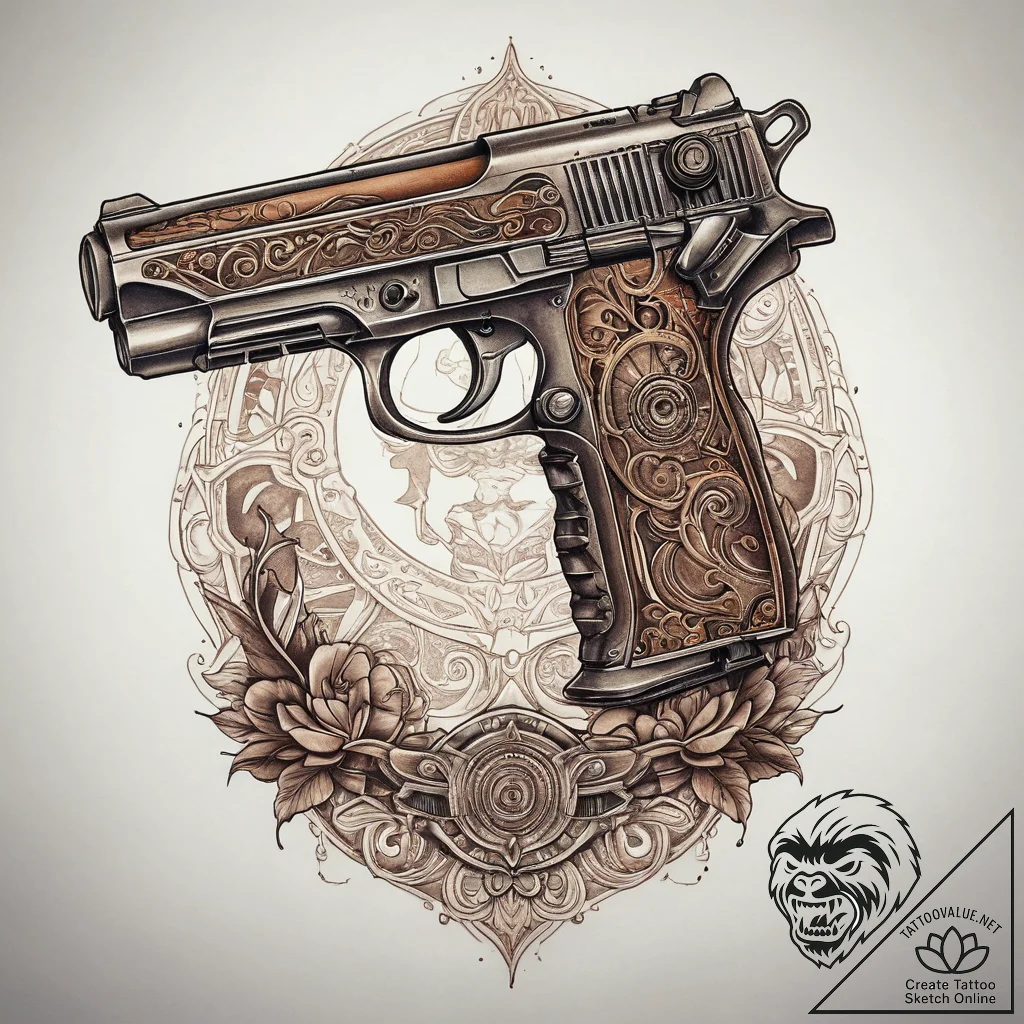 Tattoo sketch blade runner deckard's gun, con... - tattoo sketch (№1760082019_0, 10.10.2025 07:40) — tattoovalue.net