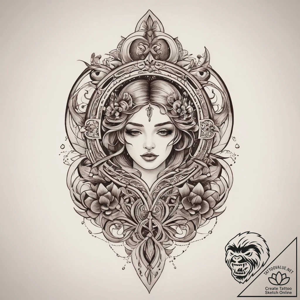 символы, artistic tattoo sketch, neo traditio... - tattoo sketch (№1760082453_0, 10.10.2025 07:47) — tattoovalue.net