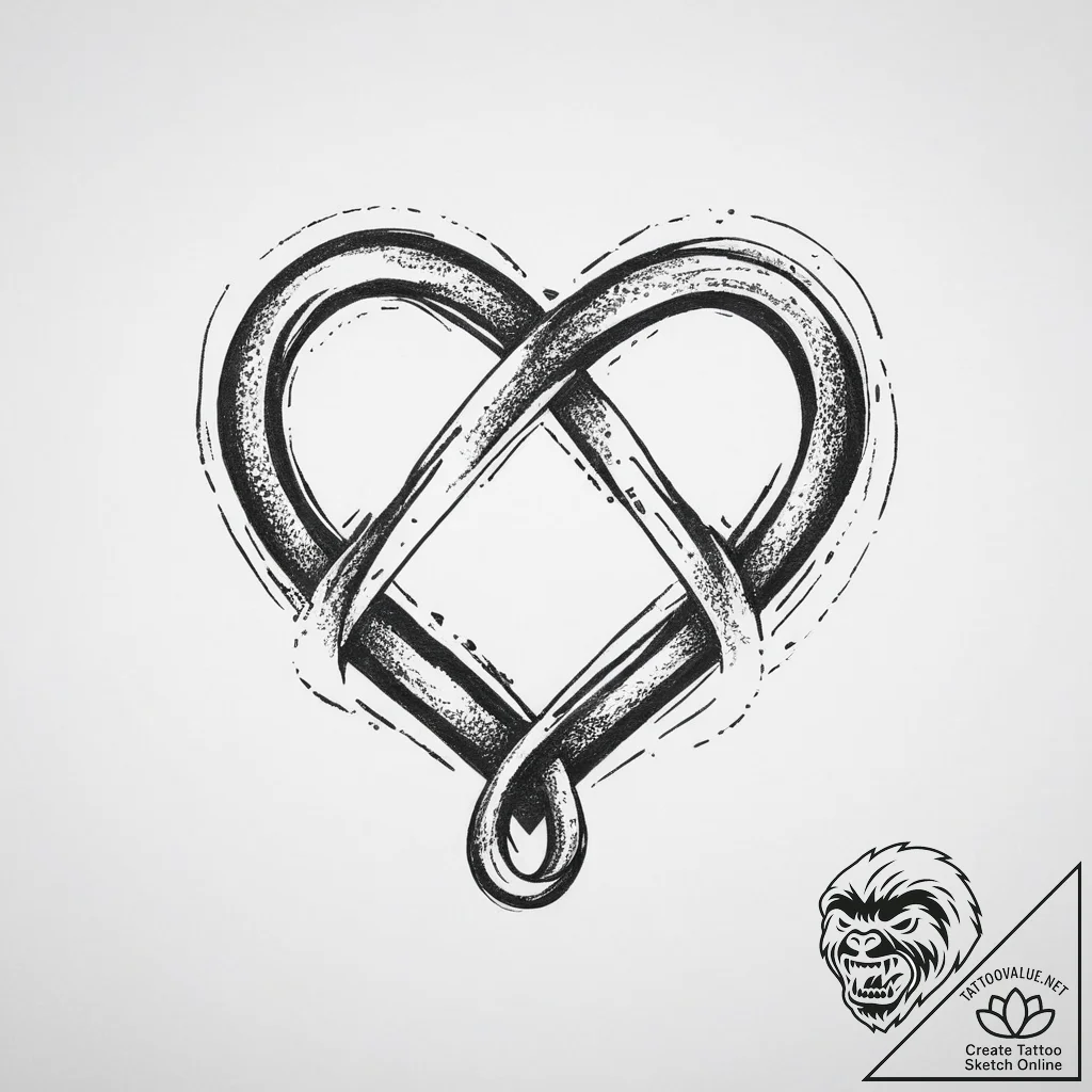 Tattoo sketch infinity symbol with a heart, t... - tattoo sketch (№1760082887_0, 10.10.2025 07:54) — tattoovalue.net