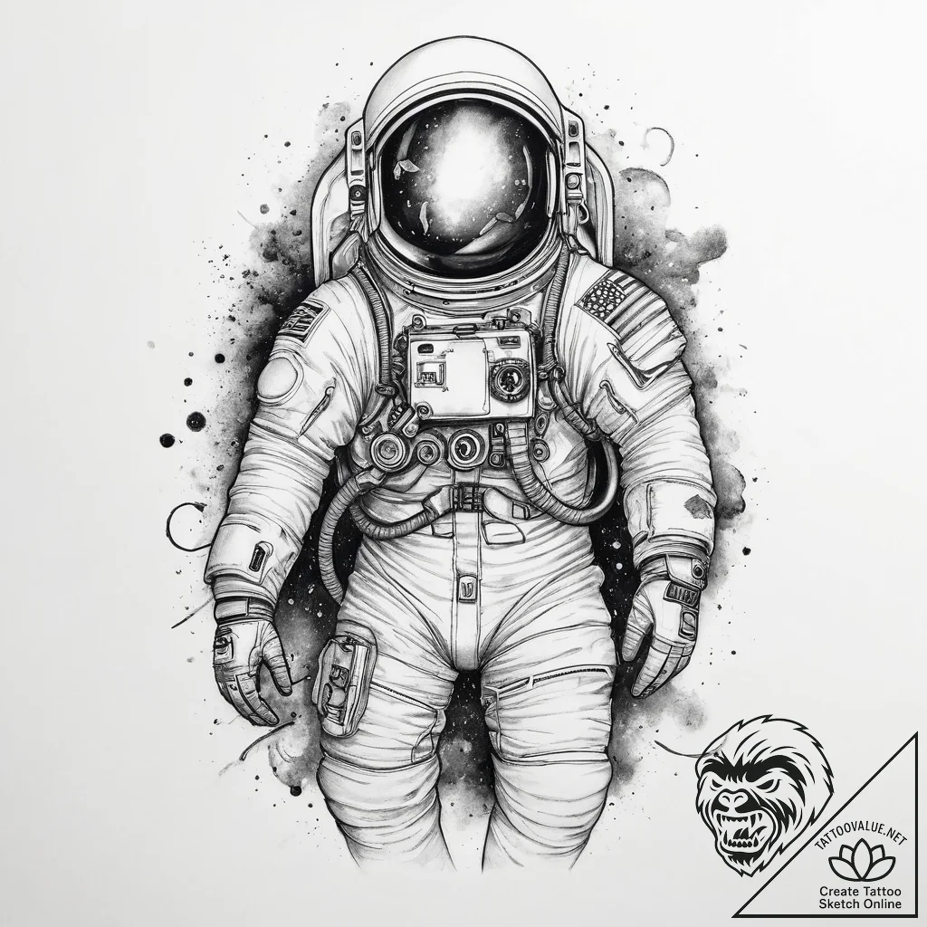 Tattoo sketch astronaut tattoo - tattoo sketch (№1760084842_0, 10.10.2025 08:27) — tattoovalue.net