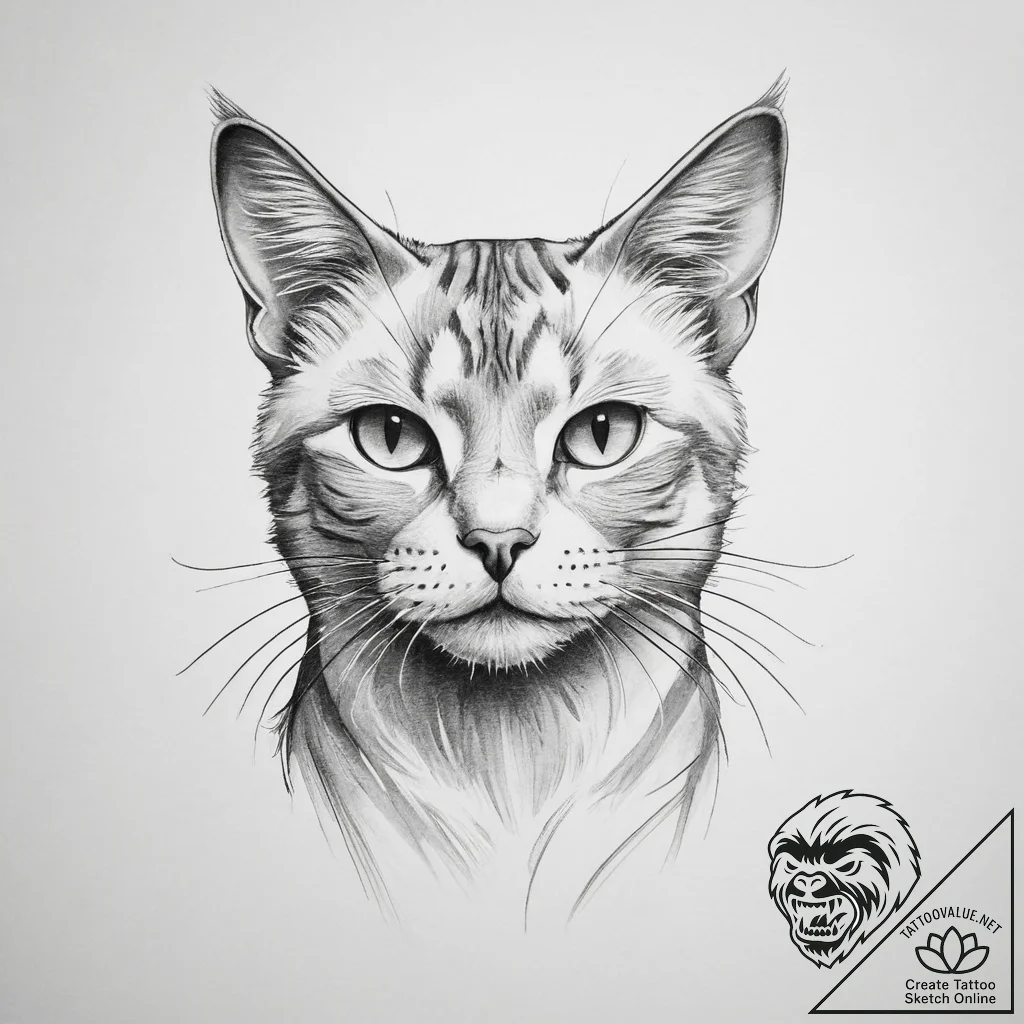 Tattoo sketch cat on shoulder, tattoo drawing... - tattoo sketch (№1760086791_0, 10.10.2025 08:59) — tattoovalue.net