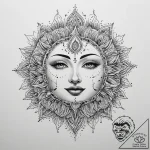 Tattoo sketch sun face, concept art for tatto… – tattoo sketch (№1760089405_0, 10.10.2025 09:43) — tattoovalue.net