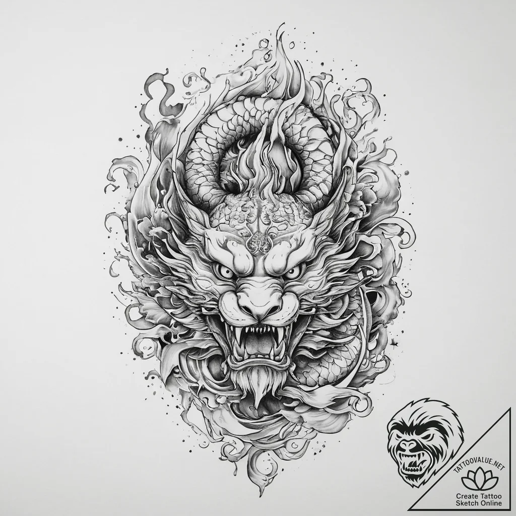 Tattoo sketch kolovrat with fire, concept art... - tattoo sketch (№1760090270_0, 10.10.2025 09:57) — tattoovalue.net