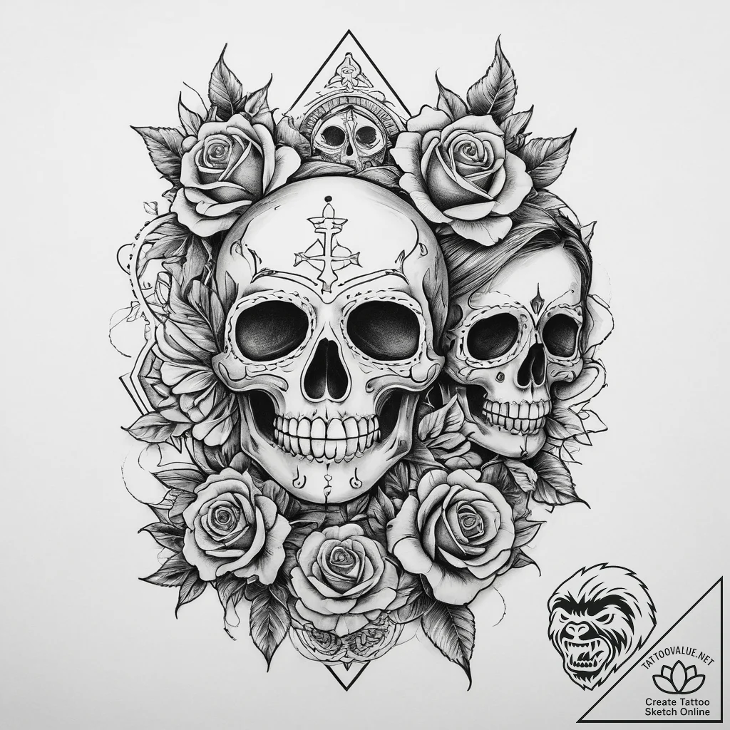 Tattoo sketch mask, ink illustration for tatt... - tattoo sketch (№1760090704_0, 10.10.2025 10:05) — tattoovalue.net