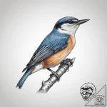 Tattoo sketch red-breasted nuthatch, ink illu… – tattoo sketch (№1760091362_0, 10.10.2025 10:16) — tattoovalue.net