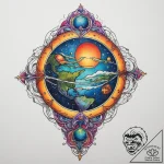 Tattoo sketch cosmic earth, concept art for t… – tattoo sketch (№1760092662_0, 10.10.2025 10:37) — tattoovalue.net