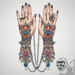 Tattoo sketch hands with a chain, tattoo draw… – tattoo sketch (№1760093747_0, 10.10.2025 10:55) — tattoovalue.net