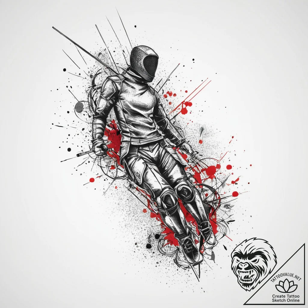 Tattoo sketch fencing silhouette, tattoo line... - tattoo sketch (№1760094180_0, 10.10.2025 11:03) — tattoovalue.net