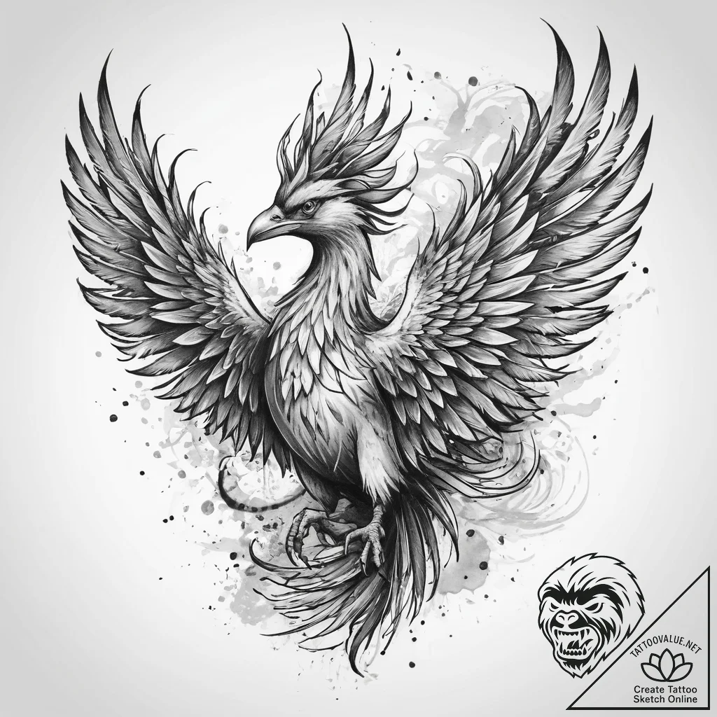 Tattoo sketch phoenix, ink illustration for t... - tattoo sketch (№1760095267_0, 10.10.2025 11:21) — tattoovalue.net