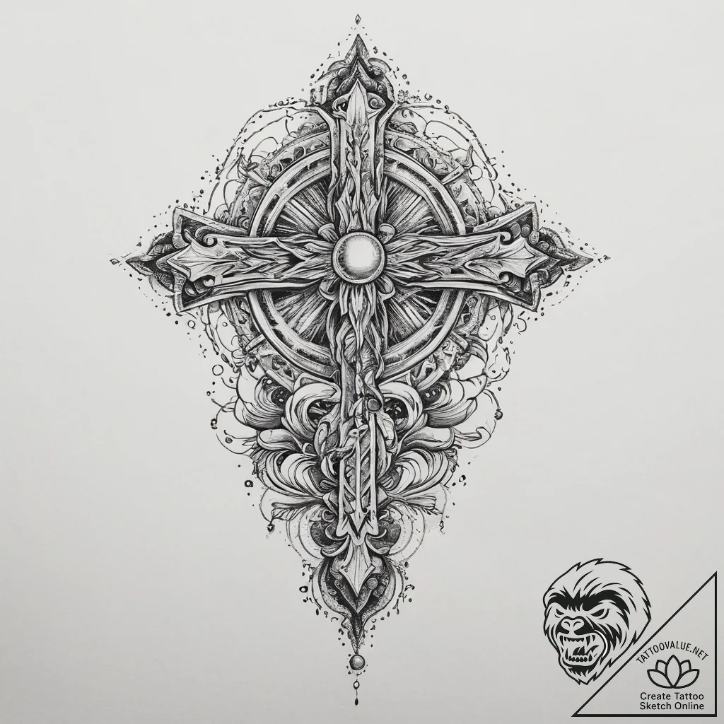 Tattoo sketch cosmic fount, tattoo line art,... - tattoo sketch (№1760095707_0, 10.10.2025 11:28) — tattoovalue.net