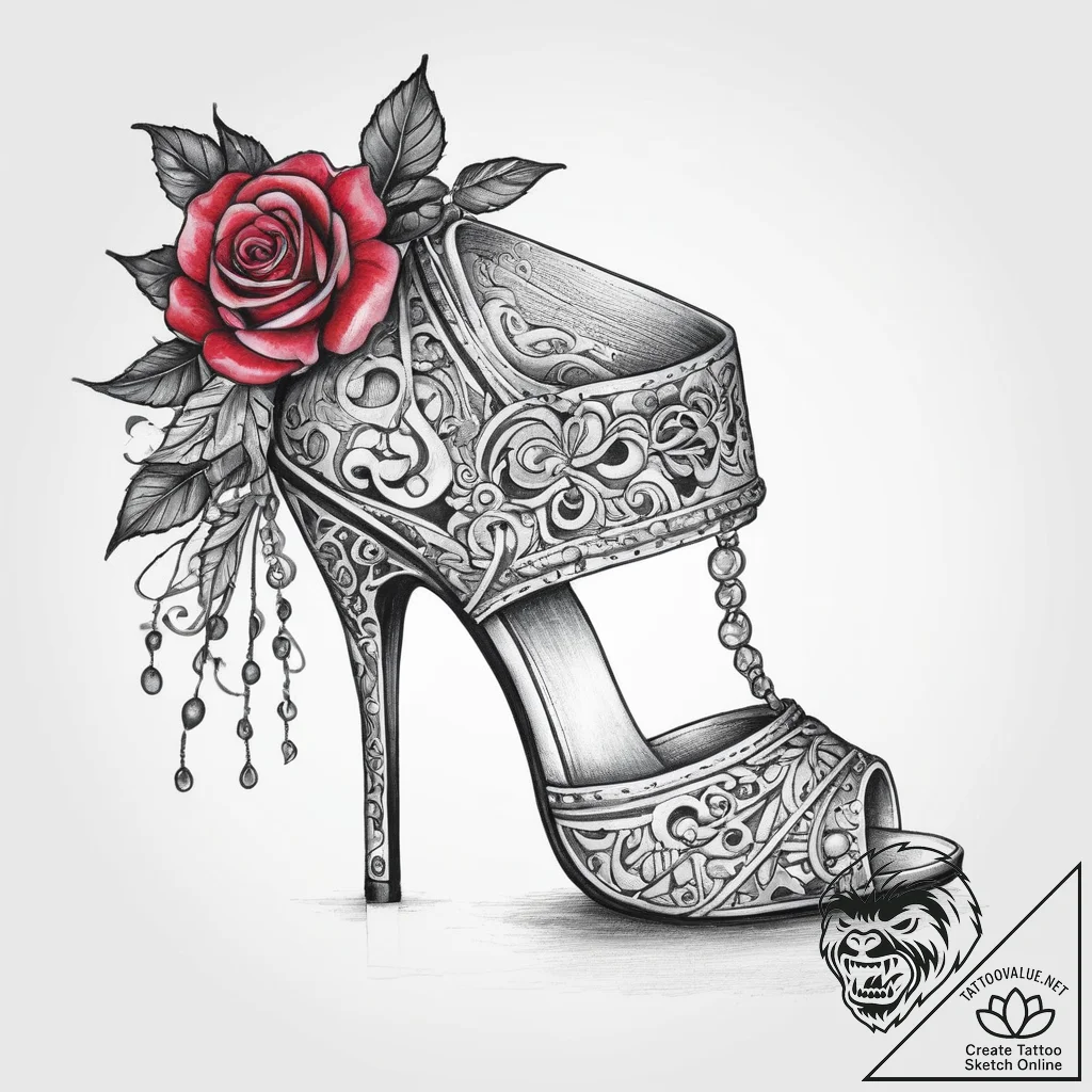 Tattoo sketch high heel tattoo, ink illustrat... - tattoo sketch (№1760096362_0, 10.10.2025 11:39) — tattoovalue.net