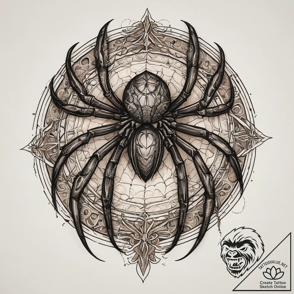 Tattoo sketch узор в виде паука, ink illustra... - tattoo sketch (№1760097013_0, 10.10.2025 11:50) — tattoovalue.net