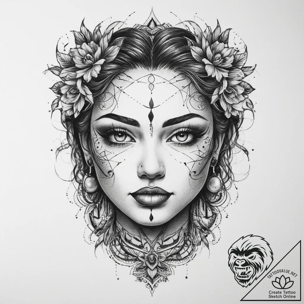 Tattoo sketch face, tattoo sketch design, rou... - tattoo sketch (№1760098309_0, 10.10.2025 12:11) — tattoovalue.net
