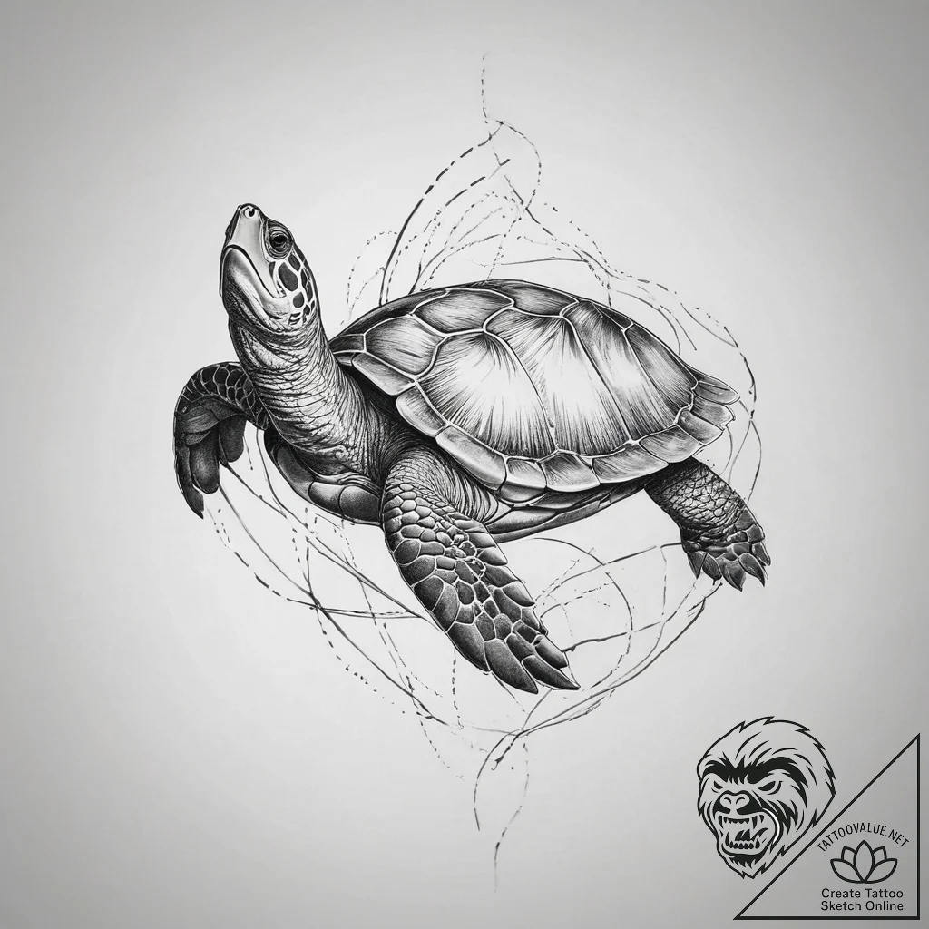 Tattoo sketch hands with a turtle, tattoo lin... - tattoo sketch (№1760099395_0, 10.10.2025 12:29) — tattoovalue.net