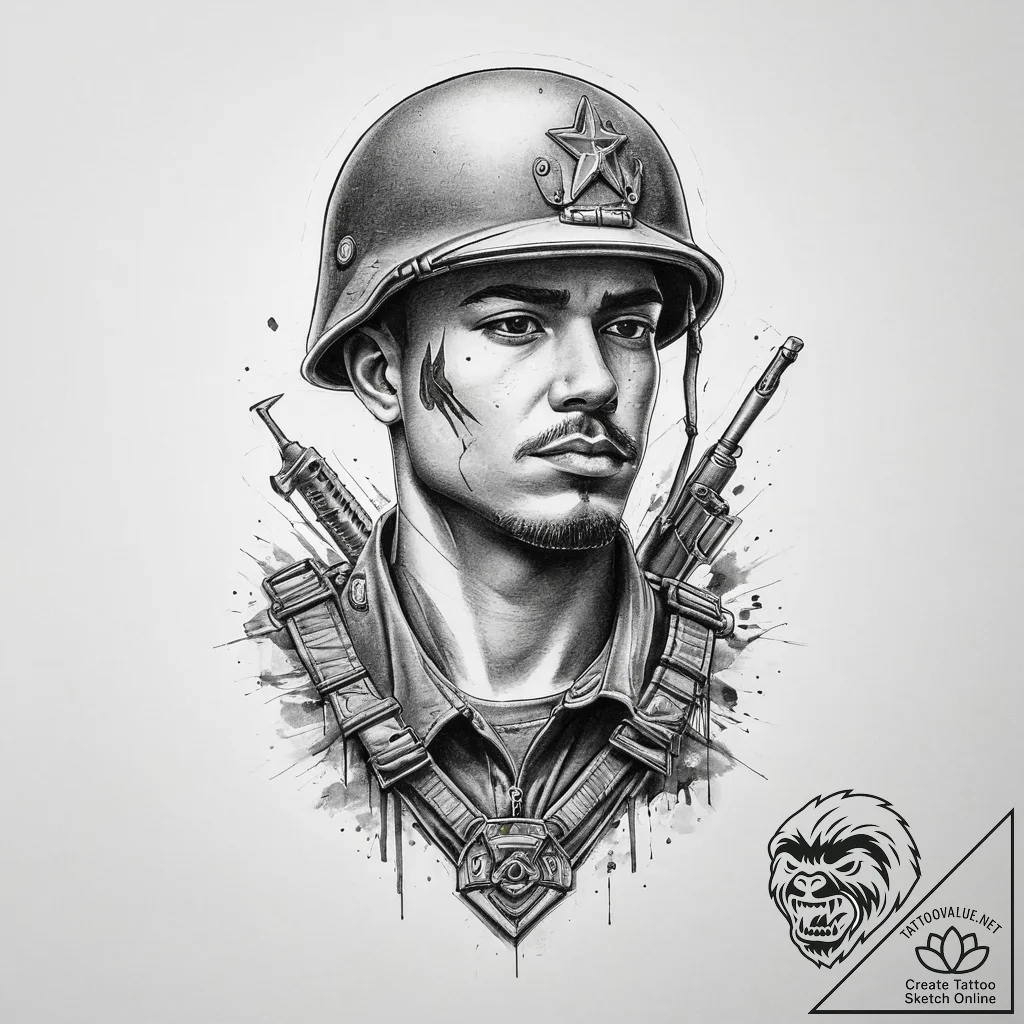 Tattoo sketch soldier with a paper, tattoo sk... - tattoo sketch (№1760099828_0, 10.10.2025 12:37) — tattoovalue.net