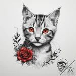 Tattoo sketch playful kitten tattoo, concept… – tattoo sketch (№1760100043_0, 10.10.2025 12:40) — tattoovalue.net