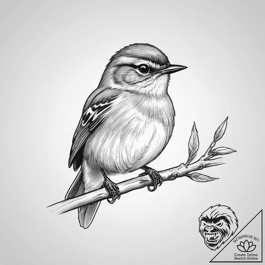 Tattoo sketch kinglet, concept art for tattoo... - tattoo sketch (№1760100259_0, 10.10.2025 12:44) — tattoovalue.net