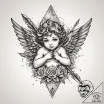 Tattoo sketch cherub arrow, tattoo line art,… – tattoo sketch (№1760101345_0, 10.10.2025 13:02) — tattoovalue.net
