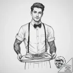 Tattoo sketch waiter a person with a serving… – tattoo sketch (№1760101562_0, 10.10.2025 13:06) — tattoovalue.net