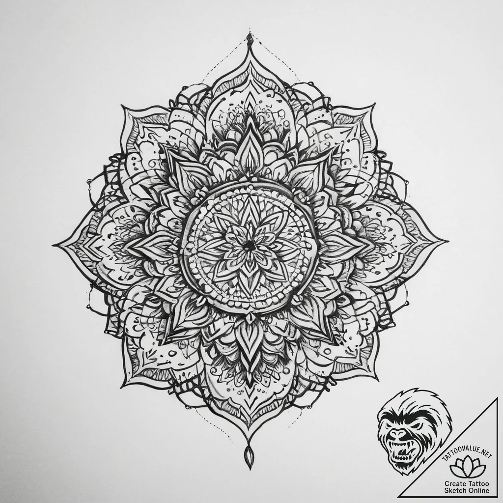 Tattoo sketch мандала, concept art for tattoo... - tattoo sketch (№1760103108_0, 10.10.2025 13:31) — tattoovalue.net